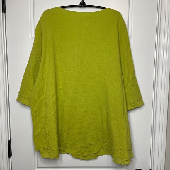 Soft Surroundings Siesta Key Tunic Top Women's Plus Size 1X Lime 100% Cotton - Picture 3 of 11